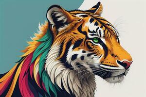 tiger huvud med färgrik bakgrund. ai generativ foto
