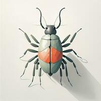 illustration av en insekt på en vit bakgrund med mjuk skugga. ai generativ foto
