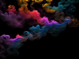 fotografera av en singularis strömmande färgrik rök ström i svart bakgrund, ai generativ foto