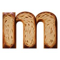 bröd typografi text design små bokstäver alfabet m, ai generativ foto