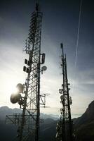 fotografisk dokumentation av telekommunikation antenner och data utbyta foto