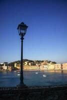 soluppgång se av de bukt av tystnad i sestri levande Italien foto