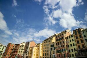 de karakteristisk by av camogli genua Italien foto