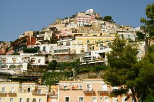 panorama- se av de by av positano neapel Italien foto