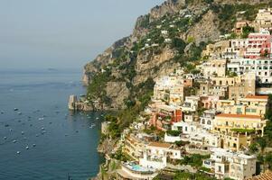 panorama- se av de by av positano neapel Italien foto