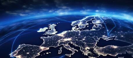 europeisk förbindelse länkar Stöd kommunikation teknologi och de global internet nätverk, underlättande foto