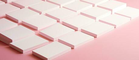 vit företag kort med ett område för skrivning på en rosa bakgrund. begrepp av företag, företag foto