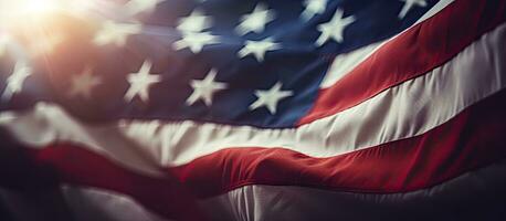 oberoende dag, ett amerikan flagga i närbild, med en retro botten se. är suddig, med kopia foto