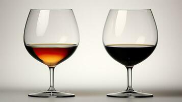 glasögon för vin och cognac med svart botten och glas foto
