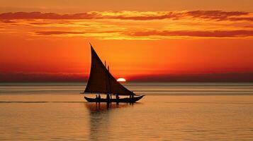 dhow silhuett över lugna vatten maputo bukt moçambique foto