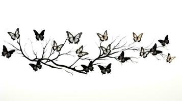 fjärilar och bladlösa träd på vit bakgrund foto