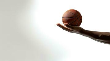 basketboll boll silhuett hölls förbi hand vit bakgrund foto