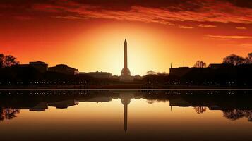 soluppgång i Washington dc silhouetted monument foto