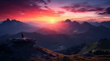 underbar soluppgång över bergen silhouetted foto