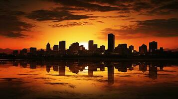 en kornig bild av en stadsbild i penang på soluppgång foto