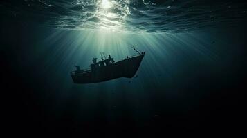 under vattnet båt silhuett foto