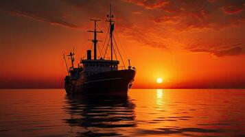en fartyg silhuett under solnedgång foto