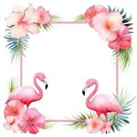 vattenfärg flamingo ram isolerat foto