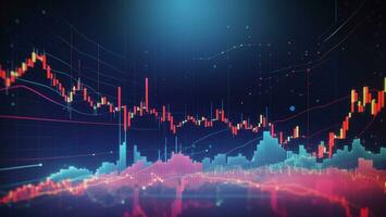 abstrakt lysande forex Diagram bakgrund, finansiera och handel begrepp, stock marknadsföra ai genererad foto