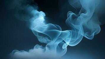 ljus blå rök mörk bakgrund mystisk magi överraskning suddig magisk abstrakt ai genererad foto