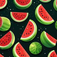 vattenmelon mönster. vattenmelon på en svart bakgrund. foto