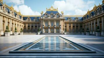 hisnande skönhet av de palats av versailles i Frankrike. generativ ai foto