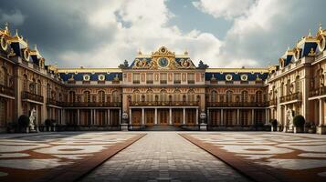 hisnande skönhet av de palats av versailles i Frankrike. generativ ai foto