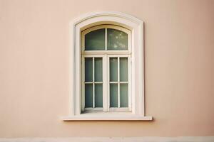 klassisk fönster ram på pastell rosa retro stil. ai genererad foto