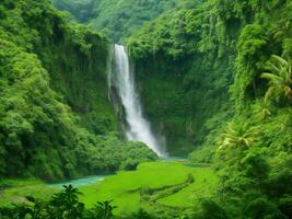 vattenfall i de djungel ai genererad foto