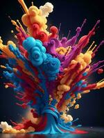 färgrik måla stänk är varelse sprutas in i de luft ai genererad foto