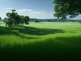 grön gräs i de Sol ai genererad foto