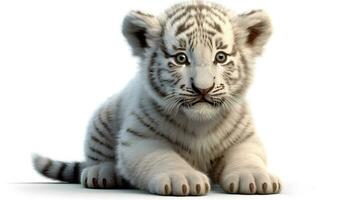 bebis vit tiger eller blekt tiger isolerat på vit bakgrund. ai genererad foto