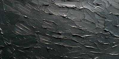 generativ ai, närbild av impasto abstrakt grov svart konst målning textur foto