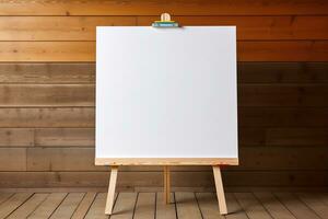 whiteboard för markörer på trä- golv. skapas med generativ ai foto