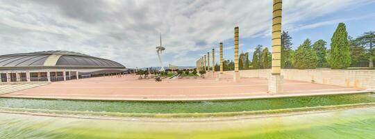 panorama- se över de olympic trädgård på de olympic stadion i barcelona i 2013 foto