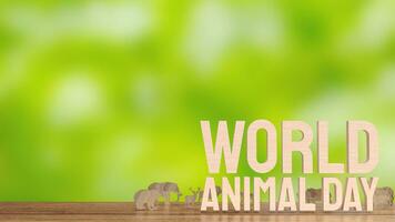 de djur- tallrik och text för värld djur- dag begrepp 3d tolkning foto