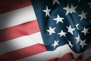 närbild amerikan flagga, USA flagga bakgrund med kopia Plats. topp se foto