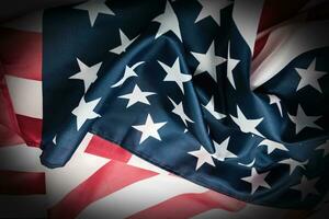 närbild amerikan flagga, USA flagga bakgrund med kopia Plats. topp se foto