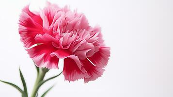 Foto av skön dianthus blomma isolerat på vit bakgrund. generativ ai