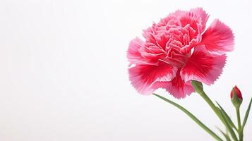 Foto av skön dianthus blomma isolerat på vit bakgrund. generativ ai