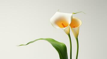 Foto av skön calla lilja blomma isolerat på vit bakgrund. generativ ai