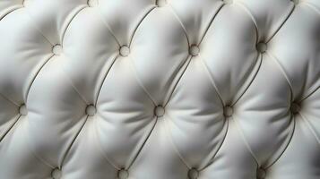 vadderad vit läder klä möbler mönster läder textur med knappar generativ ai foto