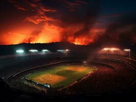 Fantastisk atmosfär i fotboll match stadion generativ ai foto