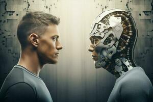 robot företag trogen cyborg människor intelligens vetenskap artificiell arbete teknologi mänsklig hand foto