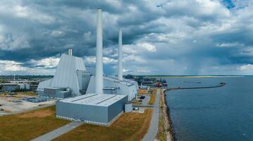 antenn se av de kraft station. esg grön energi i köpenhamn, Danmark. foto