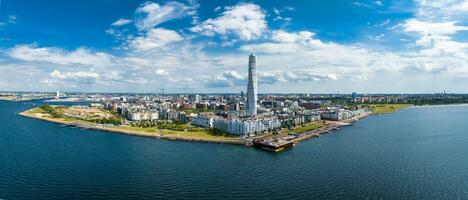 skön antenn panorama- se av de malmo stad i Sverige. foto