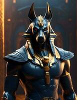 ai generativ porträtt og Gud anubis, egyptisk mytologi nft stil konst foto