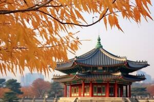 Gyeongbokgung tempel i korea. generativ ai foto