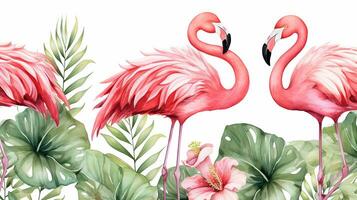 sömlös mönster av flamingo blomma i vattenfärg stil isolerat på vit bakgrund. flamingo blomma textur bakgrund. generativ ai foto