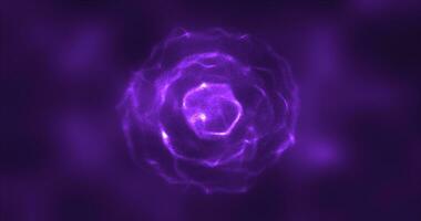 abstrakt lila energi runda sfär lysande med partikel vågor hi-tech digital magi abstrakt bakgrund foto